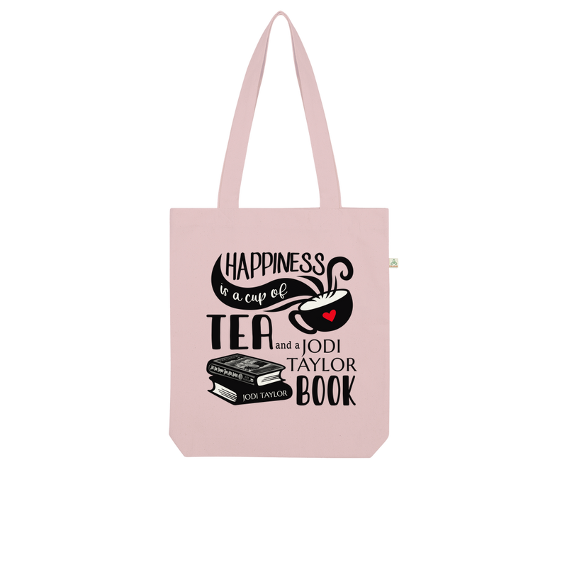 Happiness is a Cup of Tea and a Jodi Taylor Book Organic Tote Bag