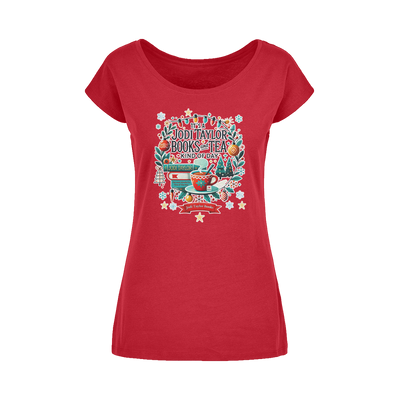 It's a Christmas Books and Tea Kind of Day (UK) Wide Neck Womens T-Shirt XS-5XL