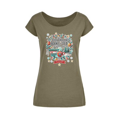 It's a Christmas Books and Tea Kind of Day (UK) Wide Neck Womens T-Shirt XS-5XL