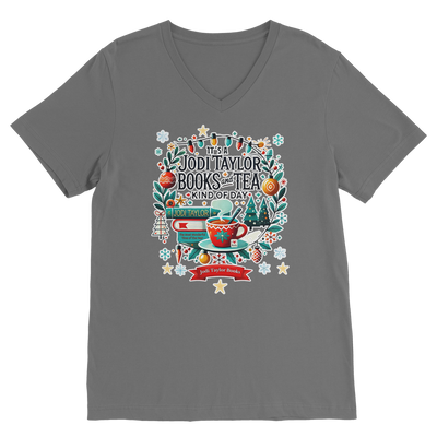 It's a Christmas Books and Tea Kind of Day (UK) Classic V-Neck T-Shirt