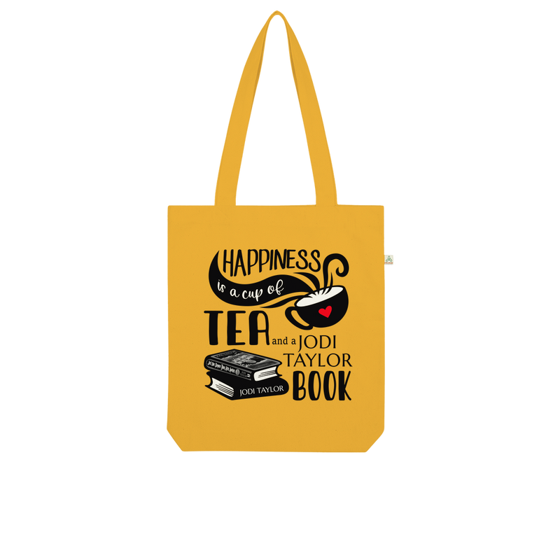 Happiness is a Cup of Tea and a Jodi Taylor Book Organic Tote Bag