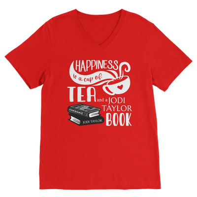 Happiness is a Cup of Tea and a Jodi Taylor Book Classic V-Neck T-Shirt