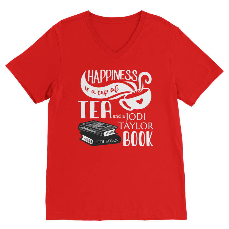 Happiness is a Cup of Tea and a Jodi Taylor Book Classic V-Neck T-Shirt