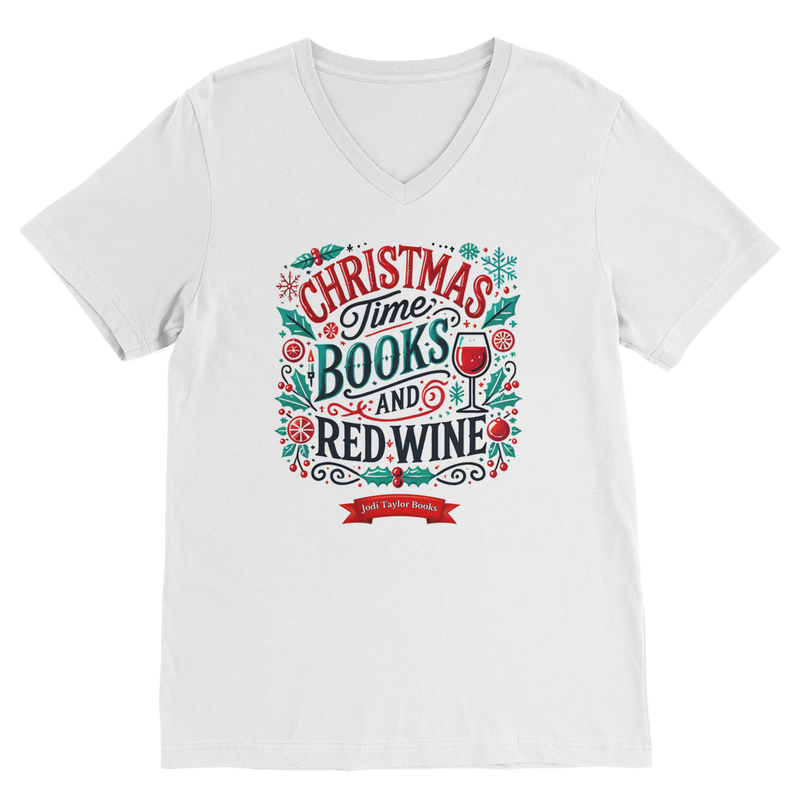 Christmas Time Books and Red Wine (UK) Classic V-Neck T-Shirt