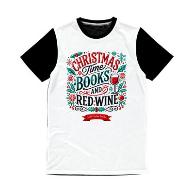 Christmas Time Books and Red Wine (UK) Classic Panel T-Shirt