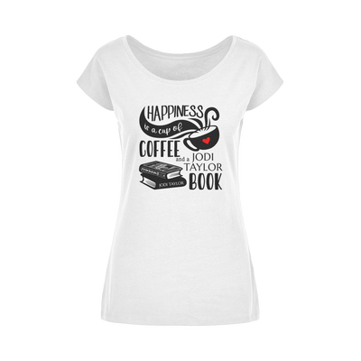 Happiness is a Cup of Coffee and a Jodi Taylor Book Wide Neck Womens T-Shirt XS-5XL