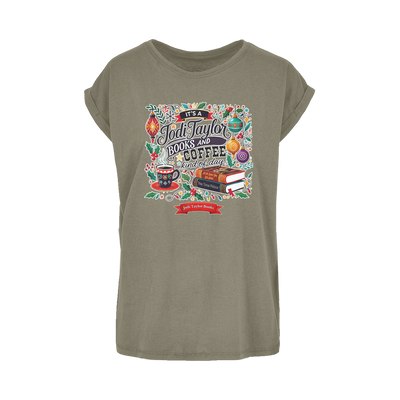 It's a Christmas Books and Coffee Kind of Day (UK) Women's Extended Shoulder T-Shirt XS-5XL