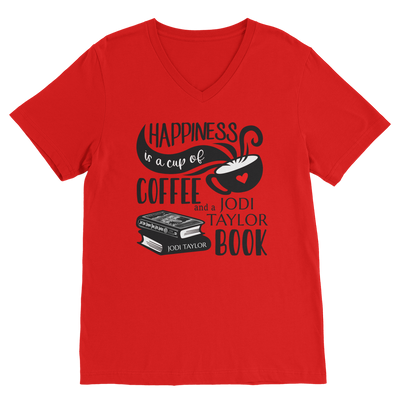 Happiness is a Cup of Coffee and a Jodi Taylor Book Classic V-Neck T-Shirt