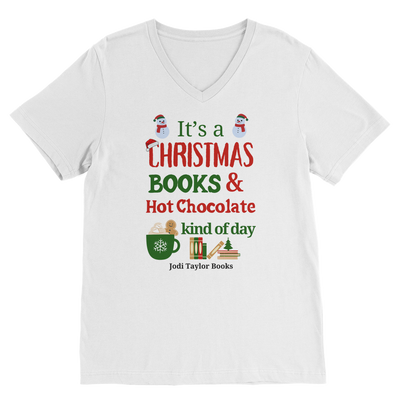 It's a Christmas Books and Hot Chocolate Kind of Day (UK) Classic V-Neck T-Shirt