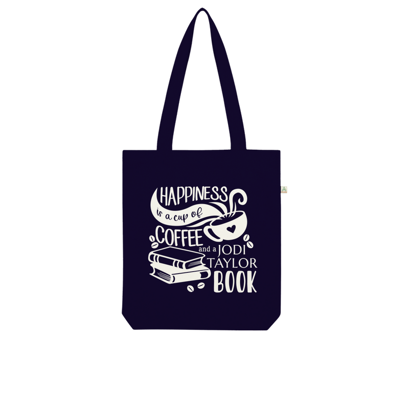 Happiness is a Cup of Coffee and a Jodi Taylor Book Organic Tote Bag