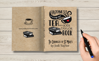 "Happiness Is A Cup of Tea and a Jodi Taylor Book" paperback notebook with 140 cream pages