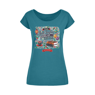 It's a Christmas Books and Coffee Kind of Day (UK) Wide Neck Womens T-Shirt XS-5XL