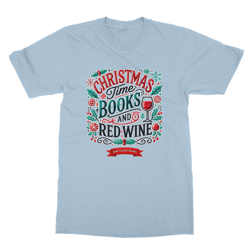 Christmas Time Books and Red Wine (UK) Classic Adult T-Shirt up to 5XL