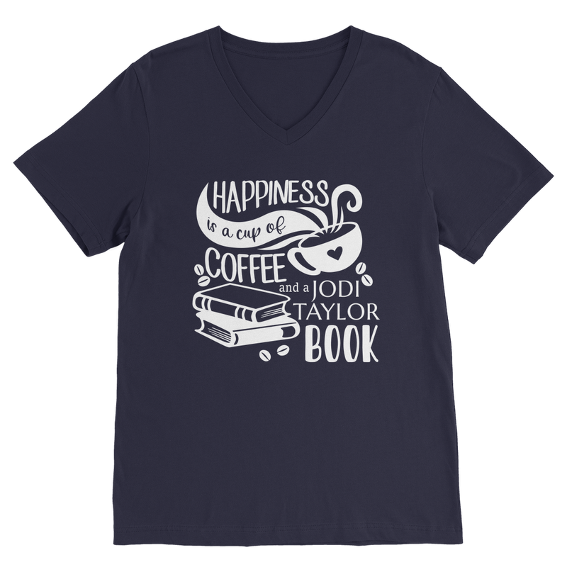 Happiness is a Cup of Coffee and a Jodi Taylor Book Classic V-Neck T-Shirt