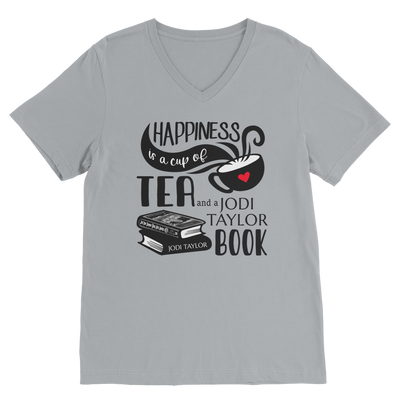 Happiness is a Cup of Tea and a Jodi Taylor Book Classic V-Neck T-Shirt