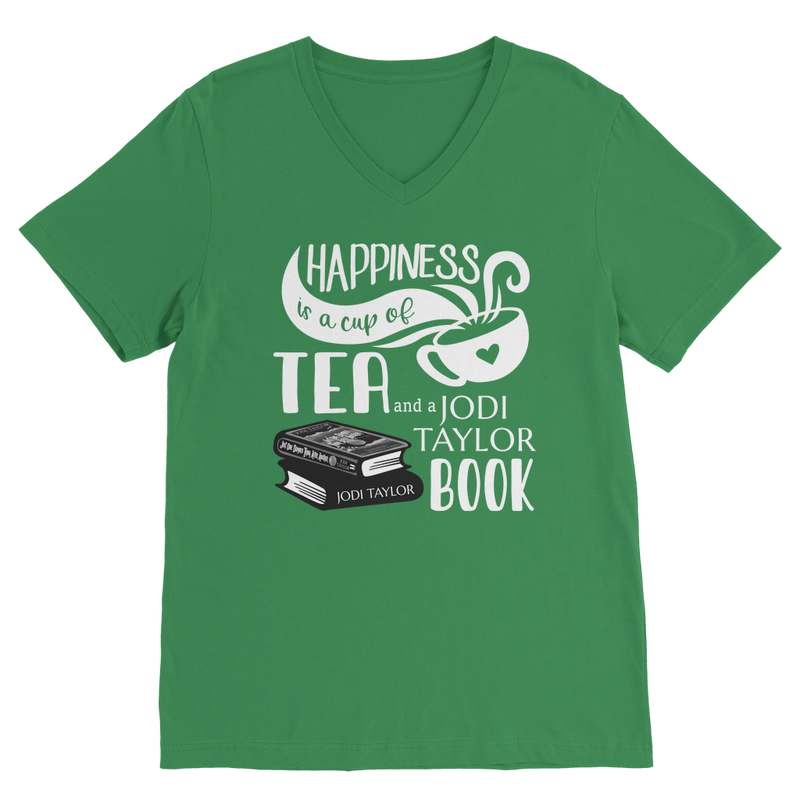 Happiness is a Cup of Tea and a Jodi Taylor Book Classic V-Neck T-Shirt