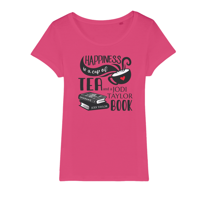 Happiness is a Cup of Tea and a Jodi Taylor Book Organic Jersey Womens T-Shirt