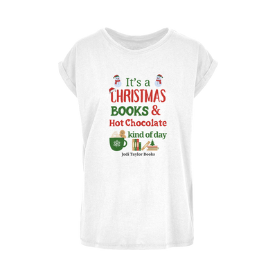 It's a Christmas Books and Hot Chocolate Kind of Day (UK) Women's Extended Shoulder T-Shirt XS-5XL