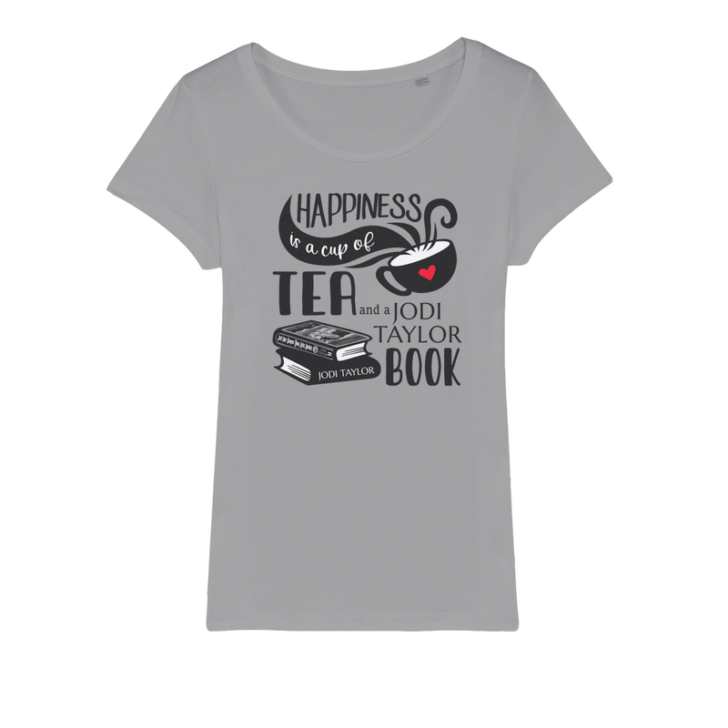 Happiness is a Cup of Tea and a Jodi Taylor Book Organic Jersey Womens T-Shirt