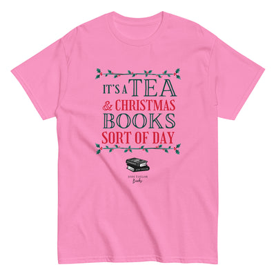 It's A Tea And Christmas Book Sort Of Day unisex t-shirt up to 5XL (UK, Europe, USA, Canada, Australia)