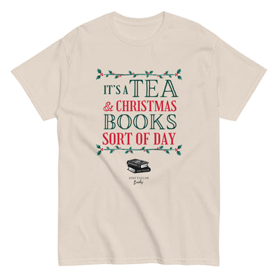 It's A Tea And Christmas Book Sort Of Day unisex t-shirt up to 5XL (UK, Europe, USA, Canada, Australia)