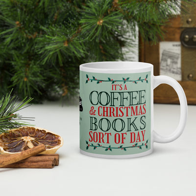 It's a Coffee and Christmas Books Sort of Day Mug in Three Sizes (UK, Europe. USA, Canada, Australia)